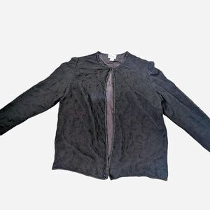 VTG Ikara New York Abstract Swirl Beaded S Overshirt Long Sleeve Shoulder Pads